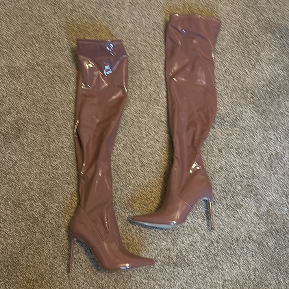 Steve Madden faux leather Viktory boots.